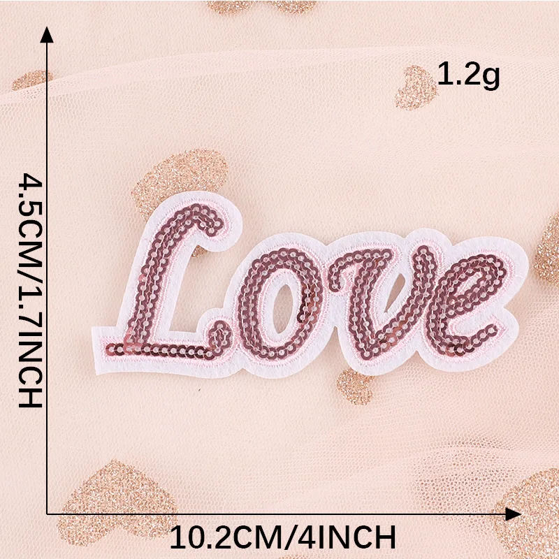 Wholesale Silver Letters Gold LOVE Sequin Patch Pink Crown Clothing Sequin Patches