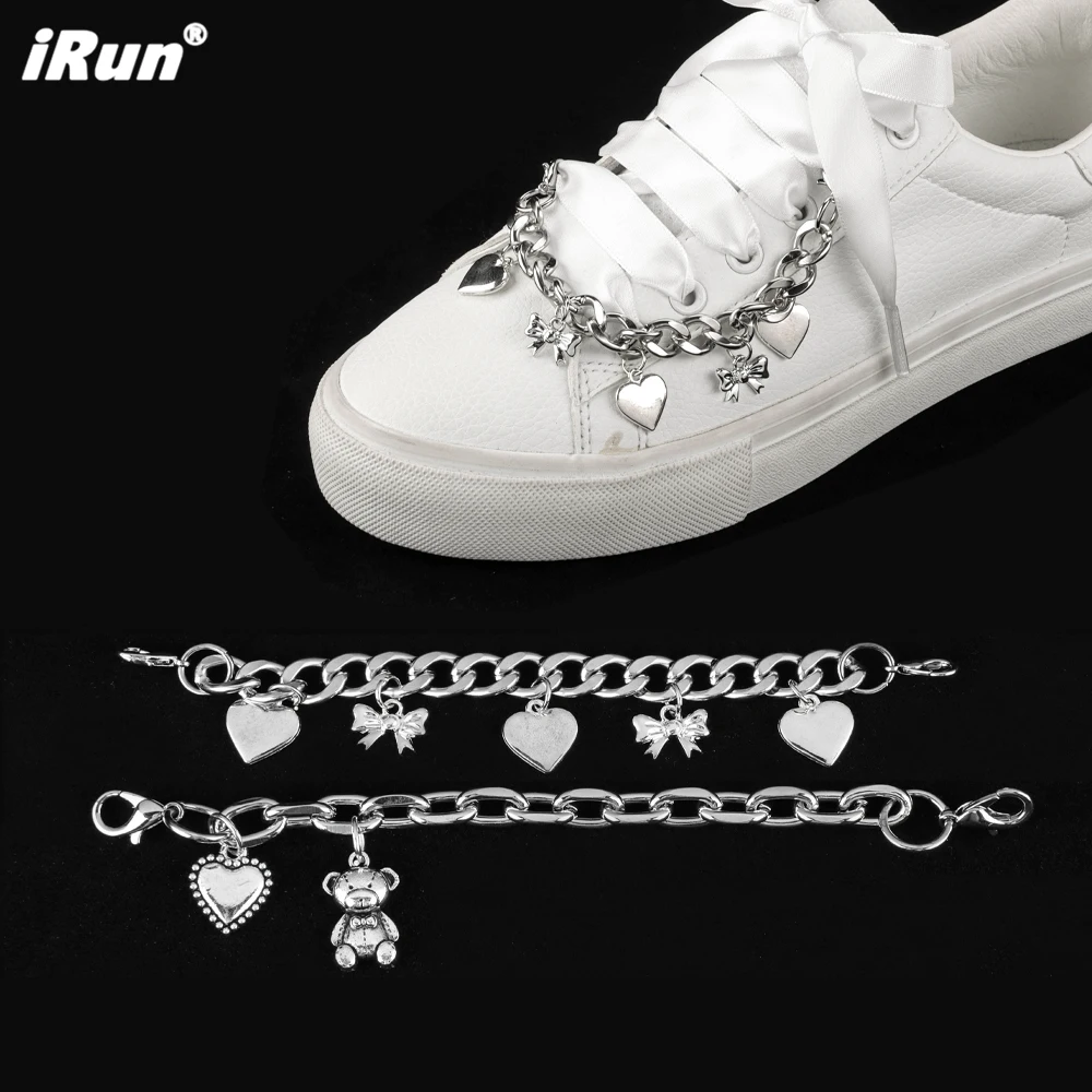 iRun Fashion Jewelry Sneaker Chain Buckle Metal Luxury Shoe Charms Bling Designer Shoe Decorations Metal Chain for Sneaker