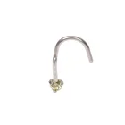 G23 Titanium Peridot CZ Prong Set Nose Screw 18g Nose Ring