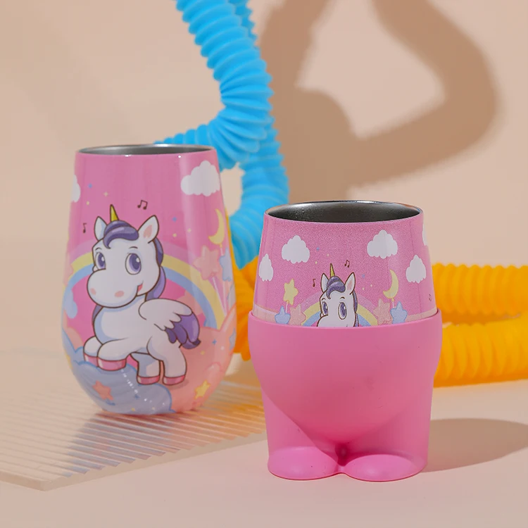 ODM Available Effortless Cleaning Wide Mouth Bpa Free Pink Sublimation Cartoon Kids Mug With Straw
