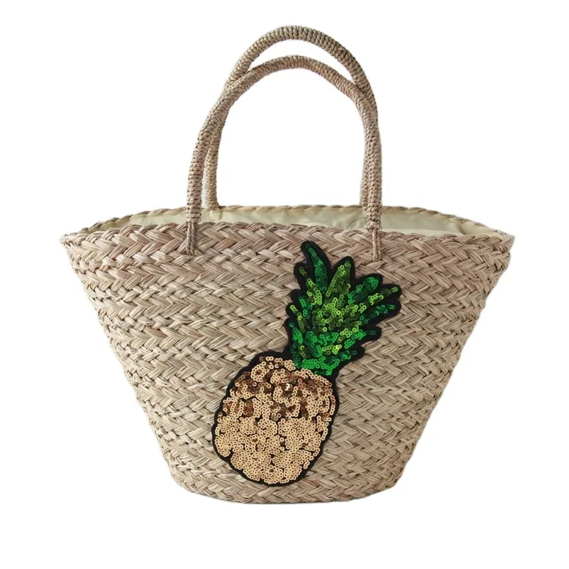 Summer shopping customize embroidery tassels moroccan straw beach bag