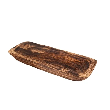 candlenut Wood Charger Plate for Home and Kitchen Sustainable Snack Platter with Plant Pattern for Serving Wedding Decorations