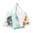 Reusable Printed Natural Organic Cotton Woman Shopping Shoulder Bag Wholesale Custom Tote Canvas Bags