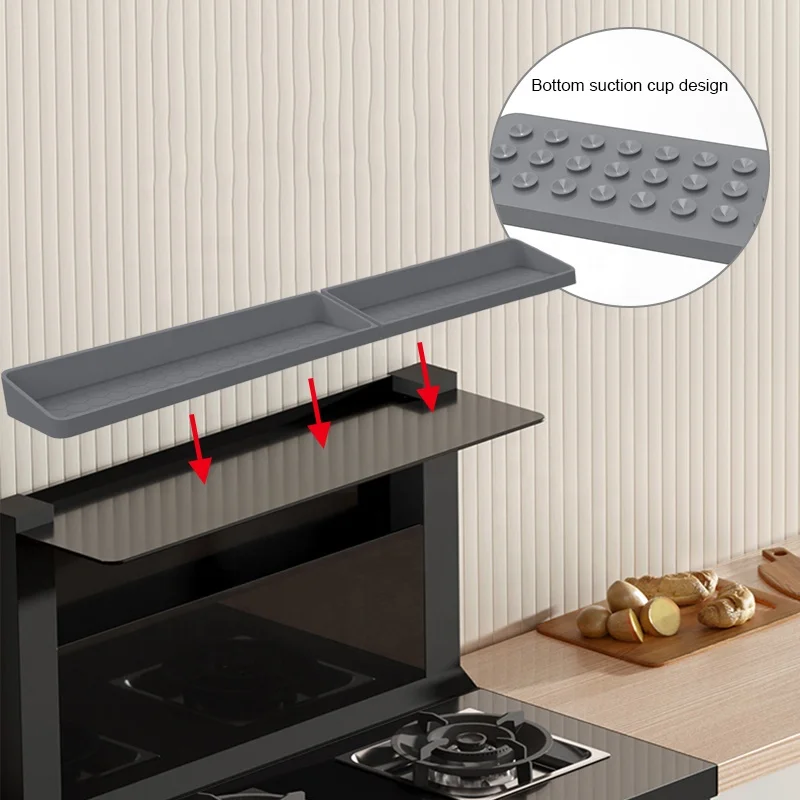 Wellfine Silicone Stove Top Magnetic Shelf, Kitchen Organizer Over the Stove Spice Rack Magnetic Over Oven Organizer Shelf