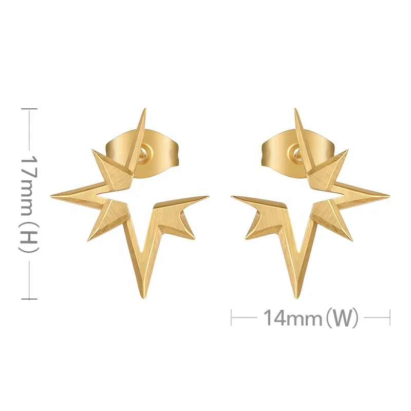 Original Design 18K Gold Plated Stainless Steel Jewelry Hollow Irregular Star Ear Studs Accessories Earrings E221389
