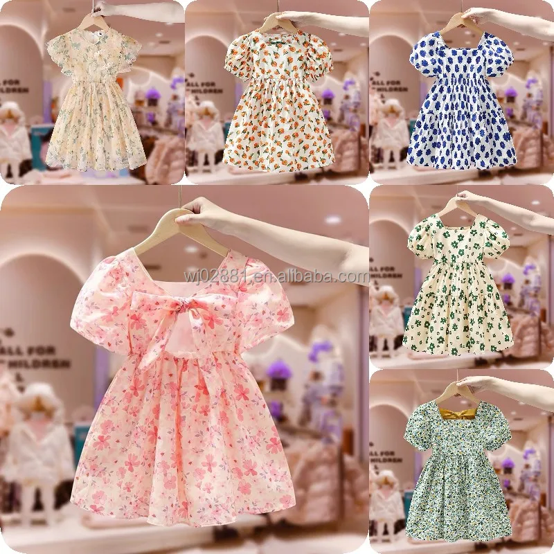 New Spring/Summer Short Sleeve Lantern Snow Princess Party Dress Sweet Beauty Children's Dress