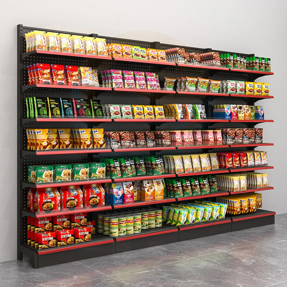 product high quality durable double sided gondola shelving for supermarket and convenience store metallic display shelves-4