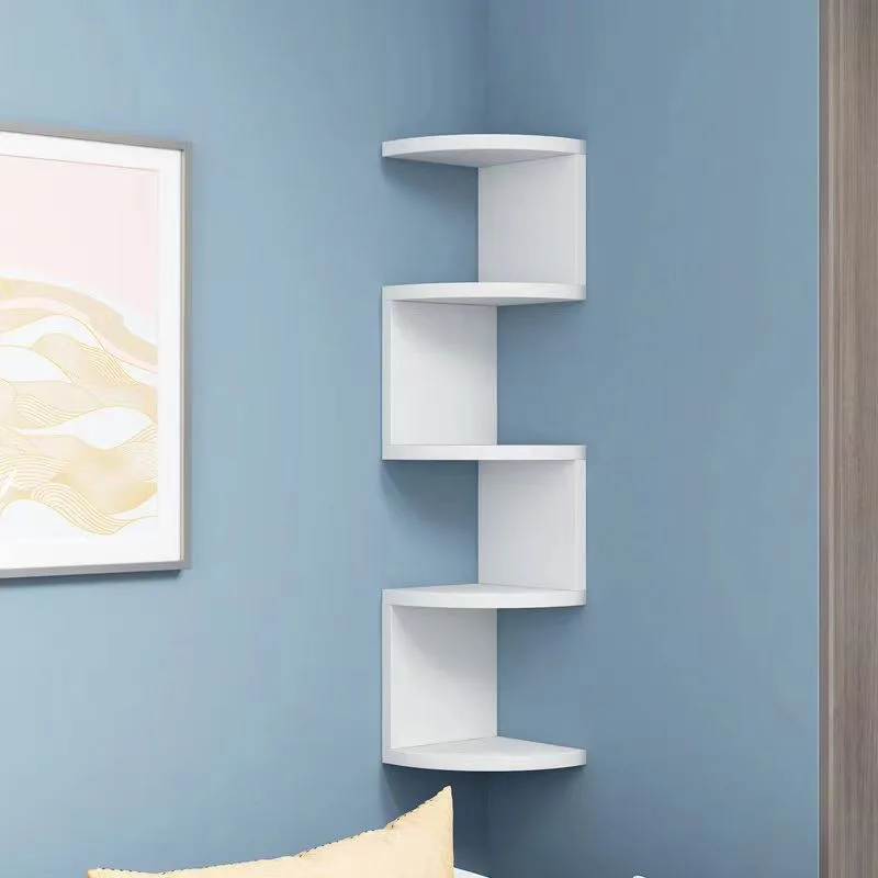 Wholesale Modern Wood Corner Shelf 5-Tier Floating Wall Mounted Shelf Floating Shelves for Wall with Zigzag Design Bookshelf