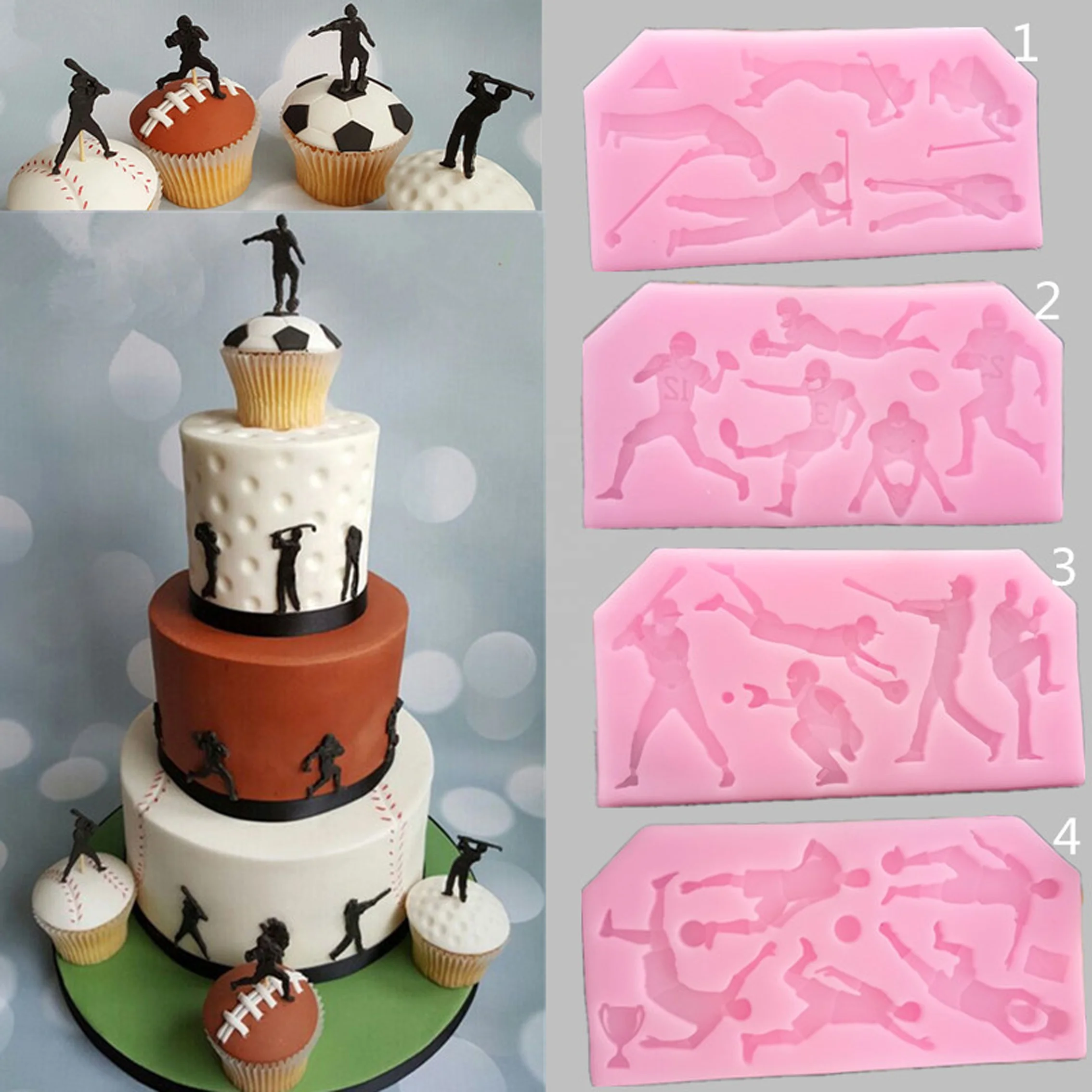 tiktok hot selling Football Basketball Baseball Sports Shaped Silicone Cake Mold Candle Silicone Mold Cake Decorating Supplies