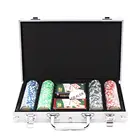 Poker Set Aluminum Case Playing Cards Dices ABS Metal Slug 200 Pieces Poker Chips Set