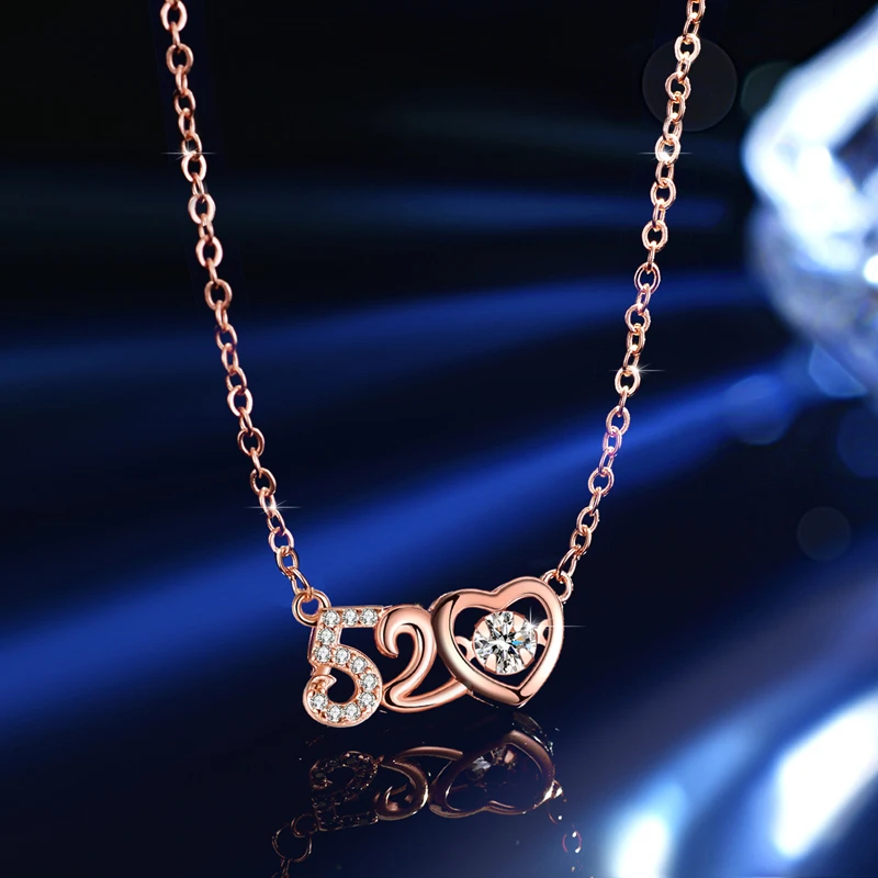 Gift jewelry manufacturers direct sales 925 sterling silver Moissanite clavicle chain, 520 smart necklace beating heart.