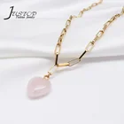 Heart Heart Necklace Stone Stainless Steel 18k Gold Plated Chain Natural Stone Pendant Rose Quartz Necklaces Heart