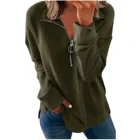 Women's Causal Zip Pullover Long Sleeve Collar Sweatshirts Solid Activewear Jacket