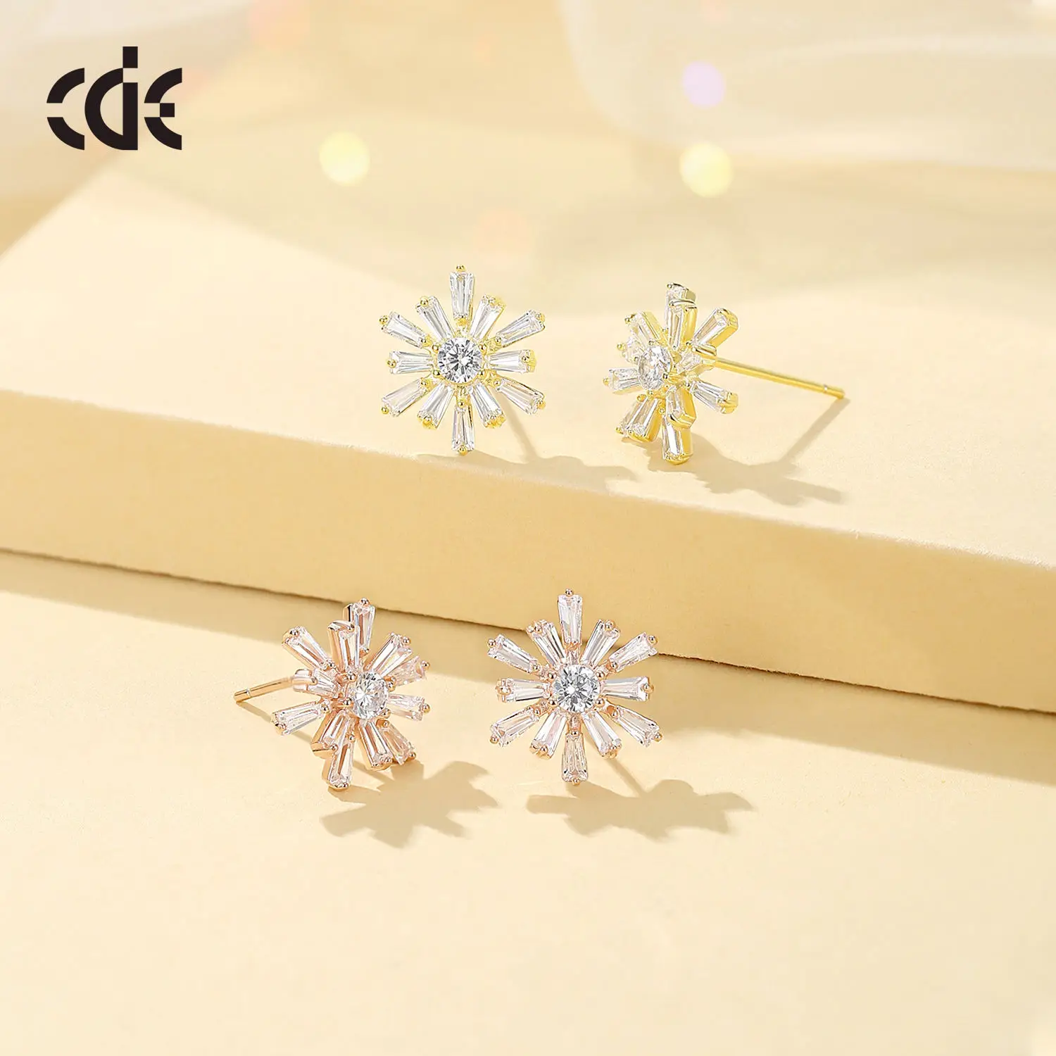 CDE CZYE016 Fine 925 Sterling Silver Jewelry Snow Earring Factory Wholesale Zircon Women Christmas Stud  Earring