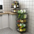 Wire Holder Household Freestanding Multifunctional Metal Wire Basket Fruit Vegetable Holder Storage Rack