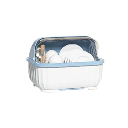 Factory Deepblue Plastic Utensil Storage Racks With Cover Storage Holders And Dish Drying Rack For Kitchen