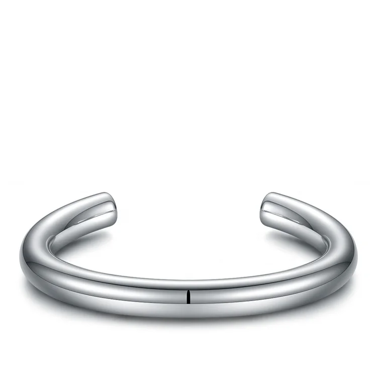 High Quality Polished Stainless Steel Jewelry C Shape Hollow Tube Open Bangle Cuff Bracelets B202159