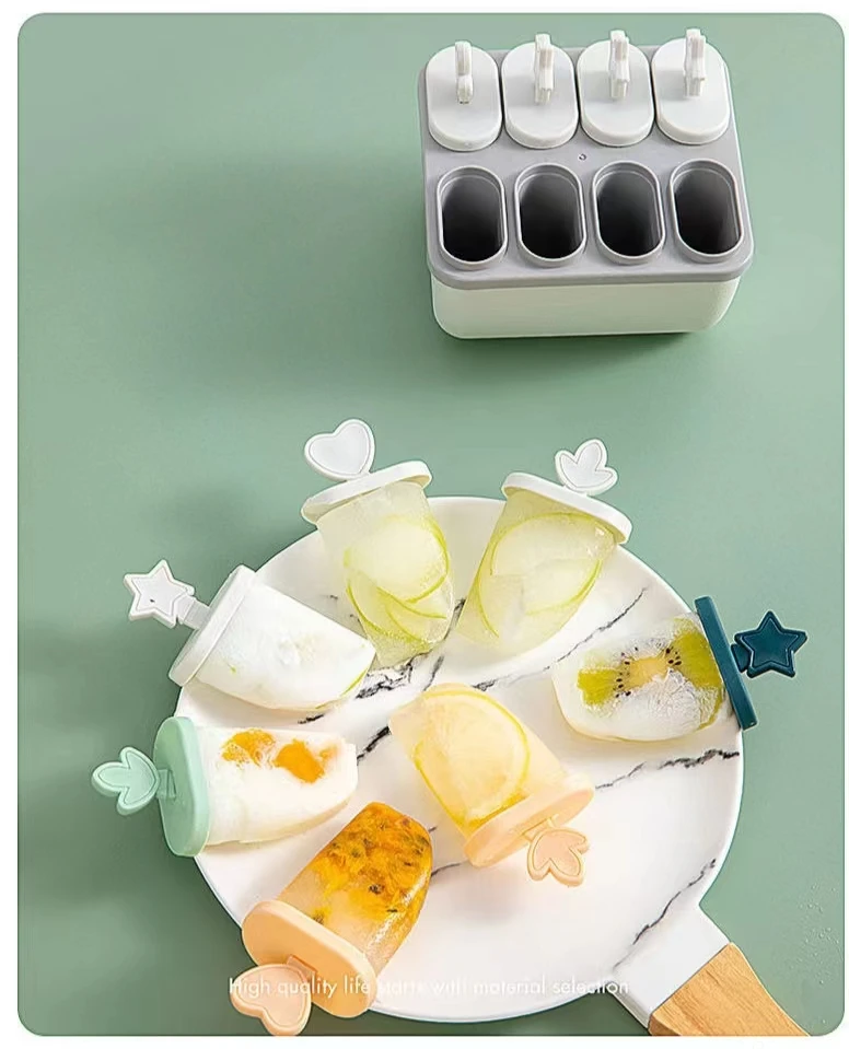 6/8 Cell Ice Cream Mold Ice Handmade Dessert Popsicle Mold For Freezer Fruit Ice Cube Maker Reusable Forms