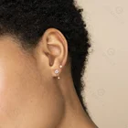 Gold Plated Dangle Earrings Gemnel Jewelry Material Brass 14k Gold Plated Chain Dangling Baguette Dangle Earrings
