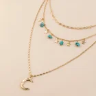 Pendant 2021 New Jewelry Multi Layer Crescent Moon Pendant Natural Turquoise Small Star Clavicle Necklace