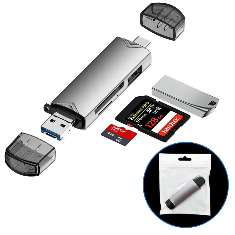 USB six-in-one card reader TypeC3.0 high speed OTG card reader aluminum alloy mobile phone computer tablet card reader_4