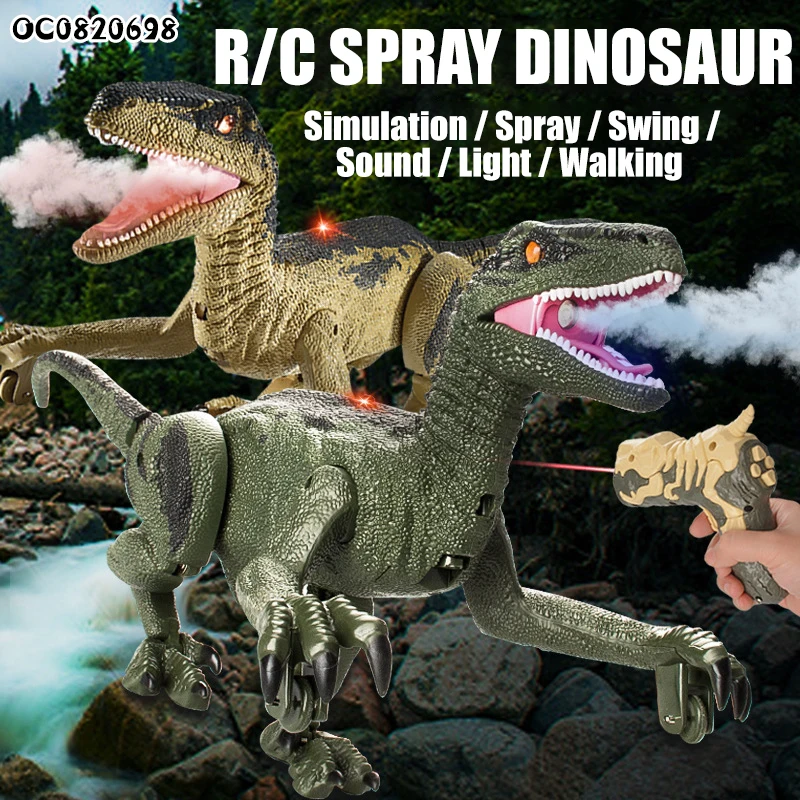 Infrared laser gun 5 channel remote control walking led rc dinosaur robot toy