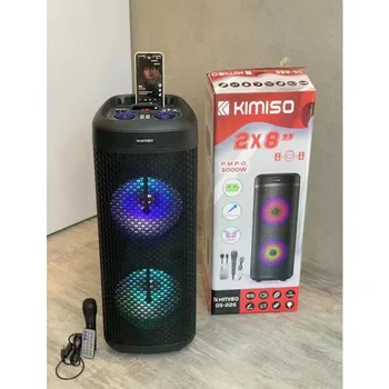 QS-226 Latest Speaker Box KIMISO Double 8 Inch Horn Big TWS Subwoofer Speaker With Ring Light