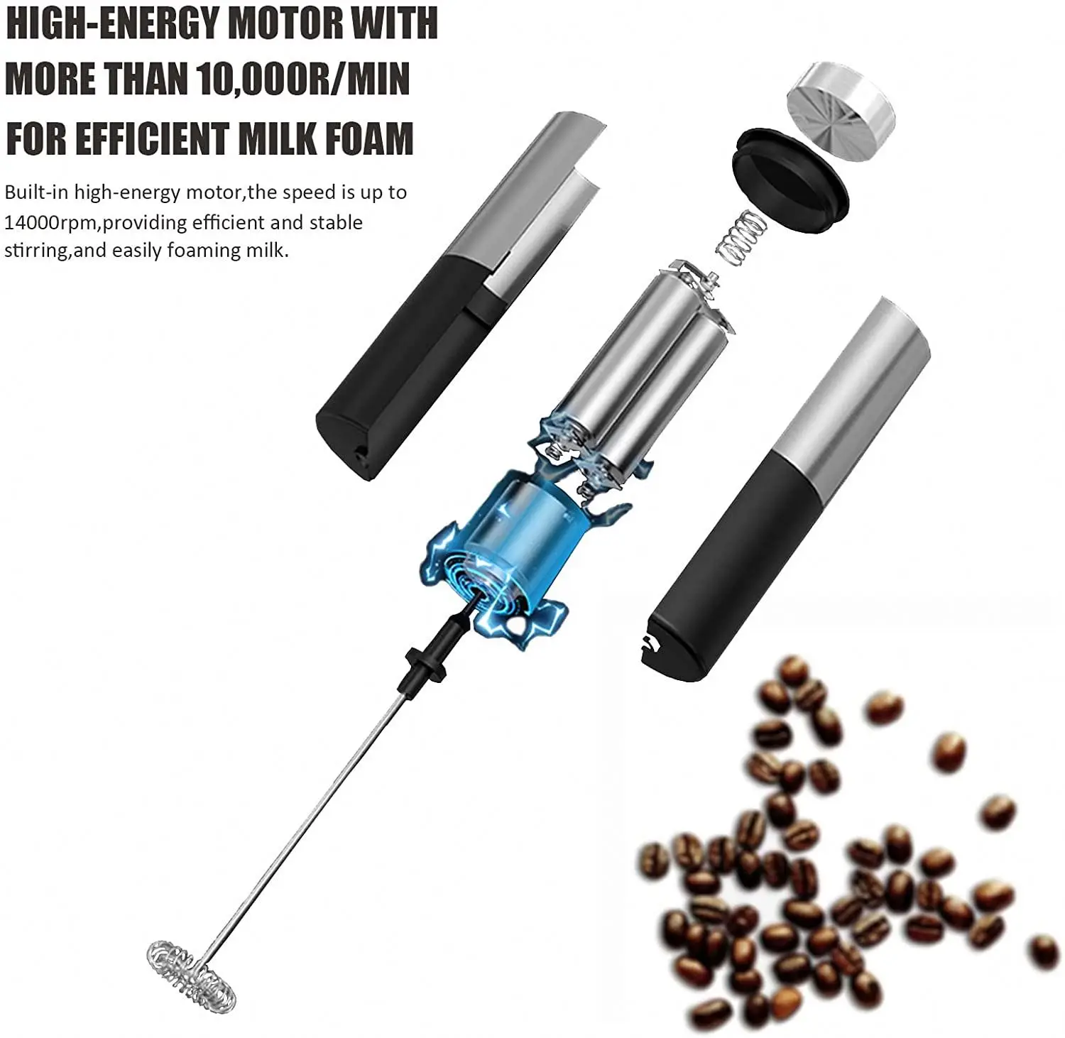 Wholesale Single Speed Milk Frother Handheld Electric Whisk Coffee Frother Electric Drink Mixer Foam Maker for Coffee Stirrers