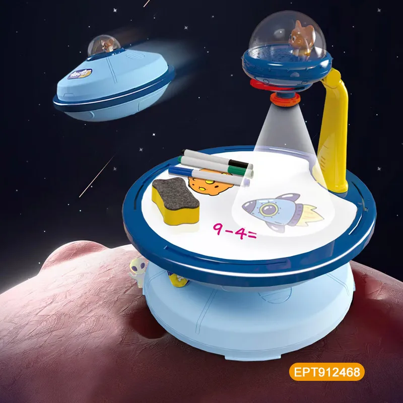 EPT New Arrival Hot Selling Educational Spacecraft Children LED Projection Learning Drawing Table Board Toys Kids Art Toys