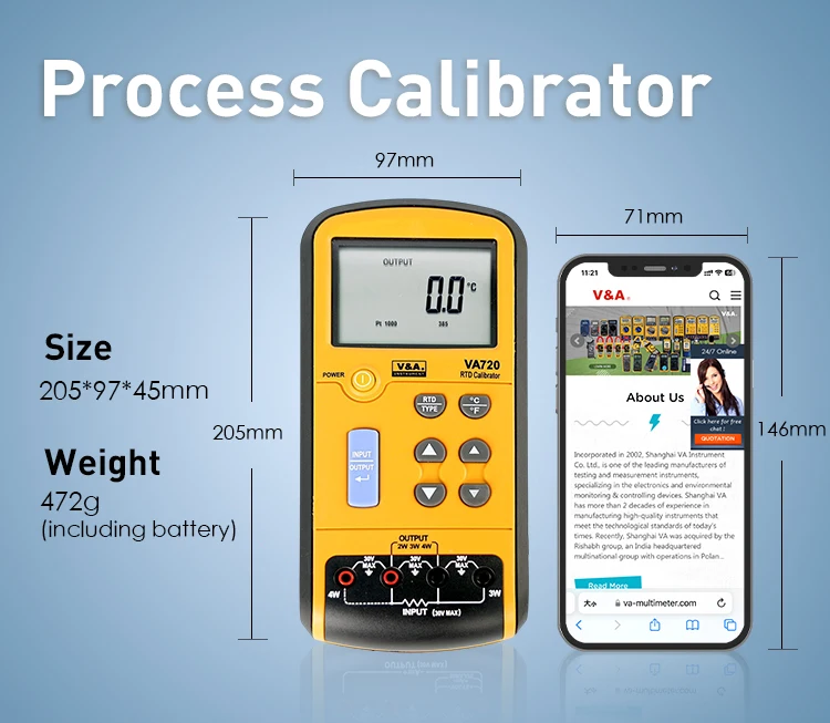 V&A VA720 Digital Multimeter Calibrator with LCD Display Factory Price RTD Process Meter Calibrator