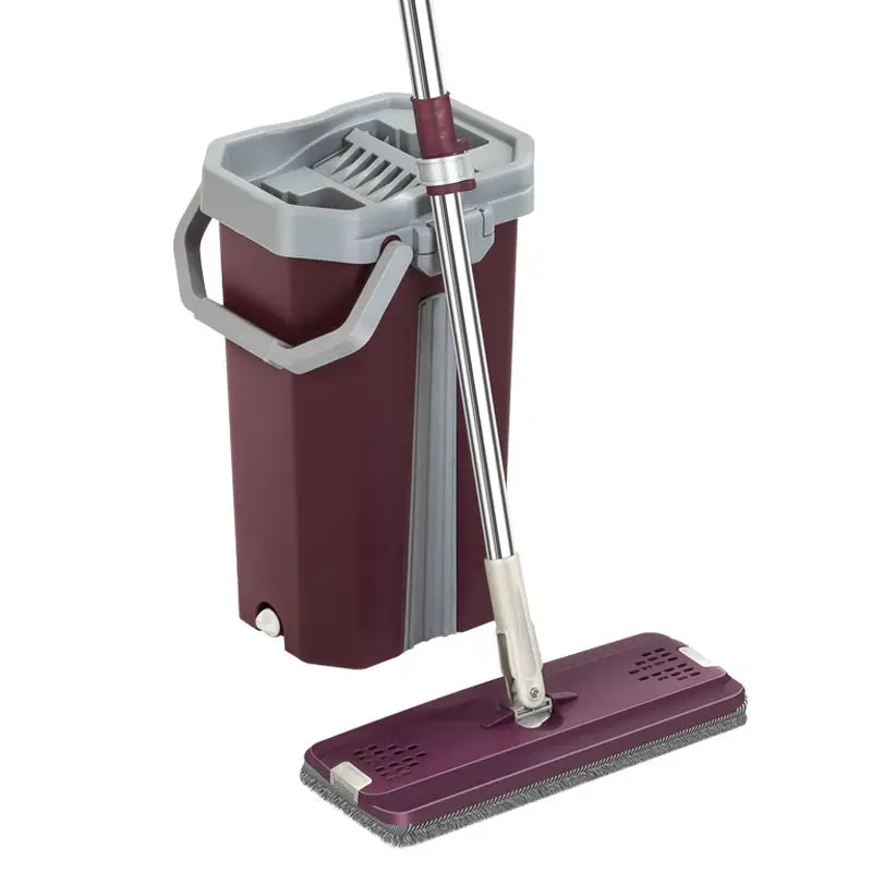 Microfiber Flat Floor Cleaning Mop Self Washing Flat Hand Free Clean Mop with Bucket Flat Mop