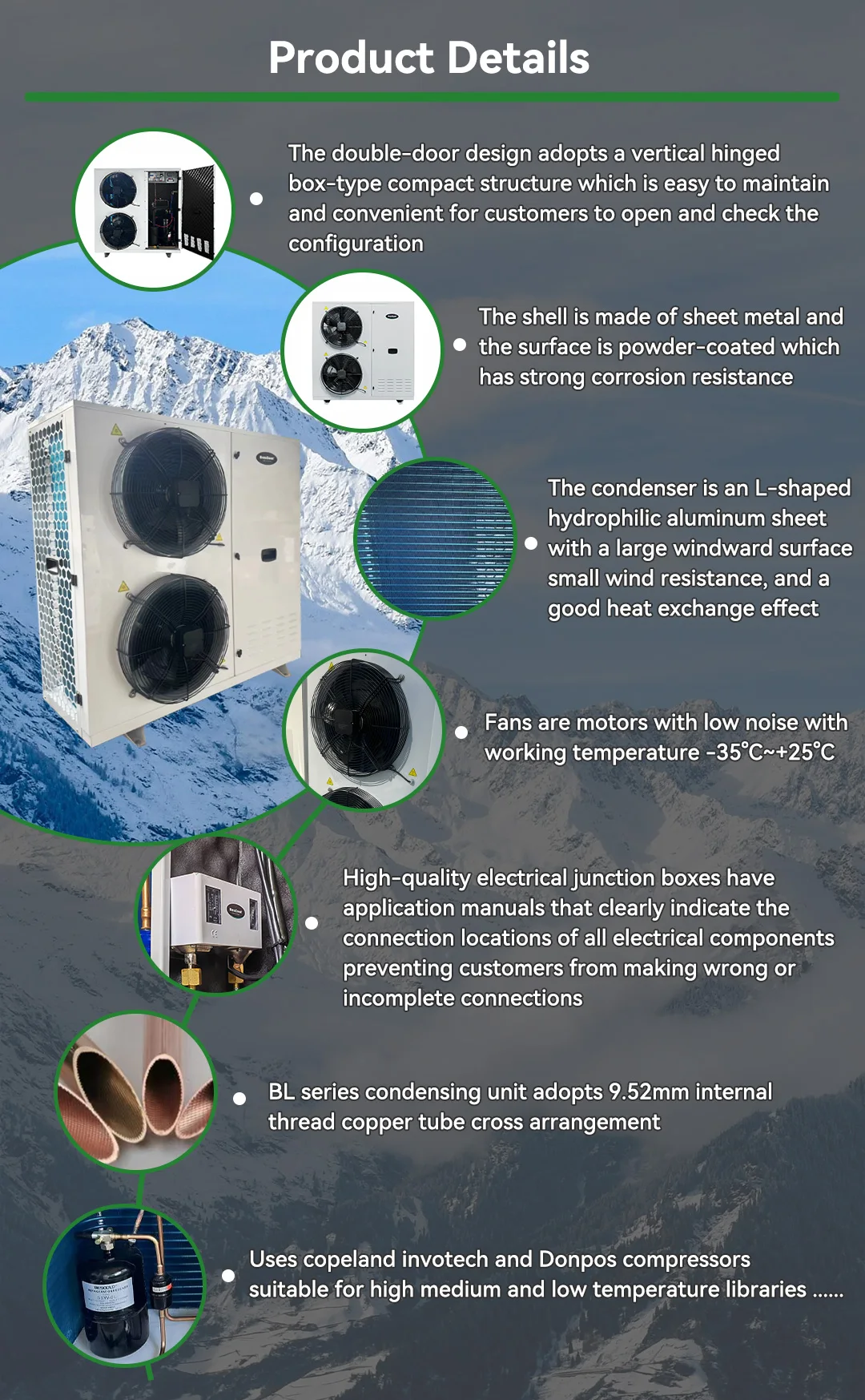 Outdoor Wall-mounted Condensing Compressor, 380V, 5HP, Scroll - detail 6