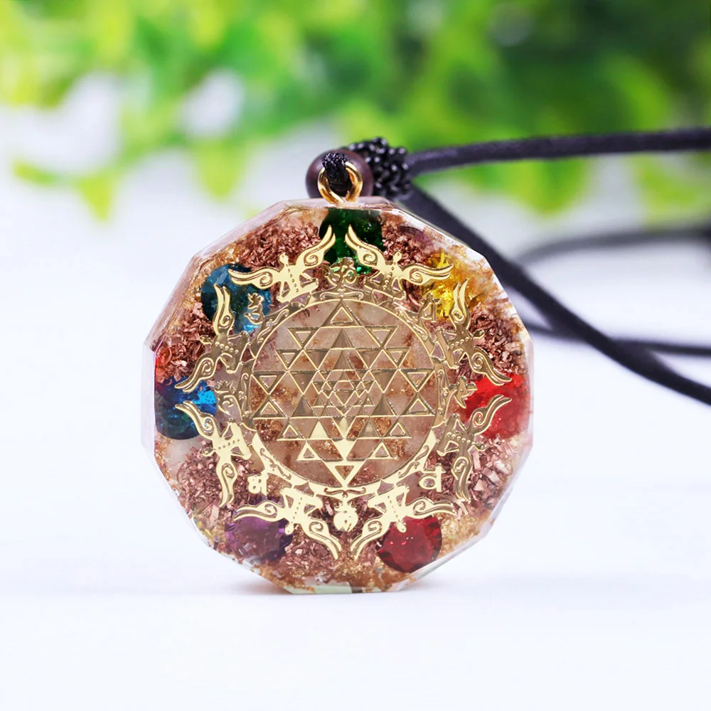 Luminous Orgonite Pendant Sri Yantra 