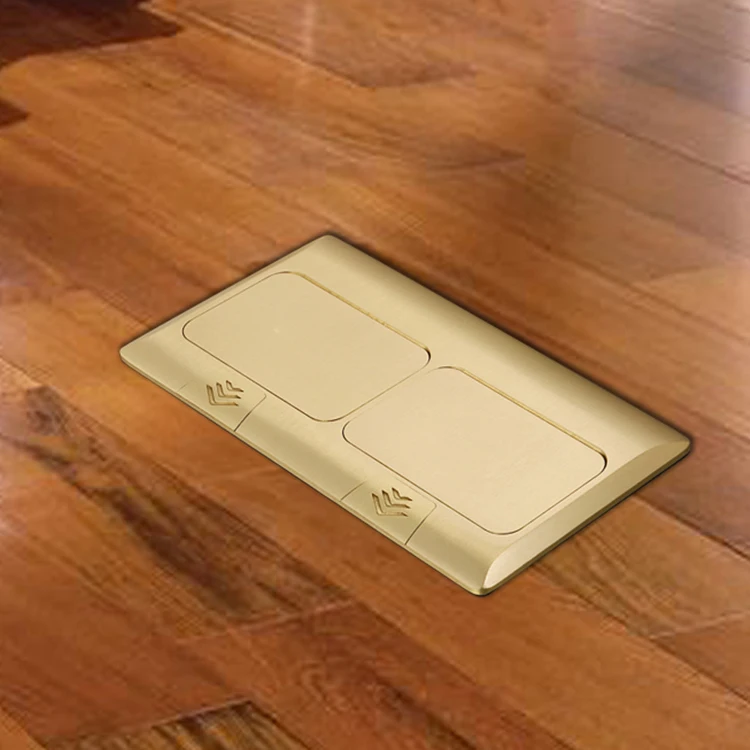 High quality gold copper power socket hidden two two holes and two European standard socket pop-up type ground socket