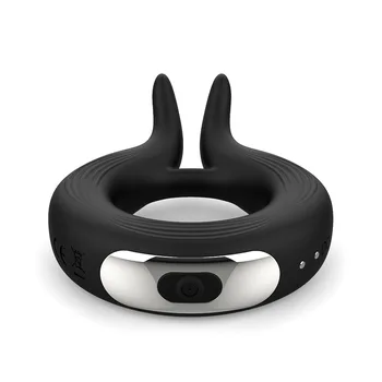 Rabbit ear lock ring 10 Speeds Male Rechargeable silicone vibrating open lock essence ring