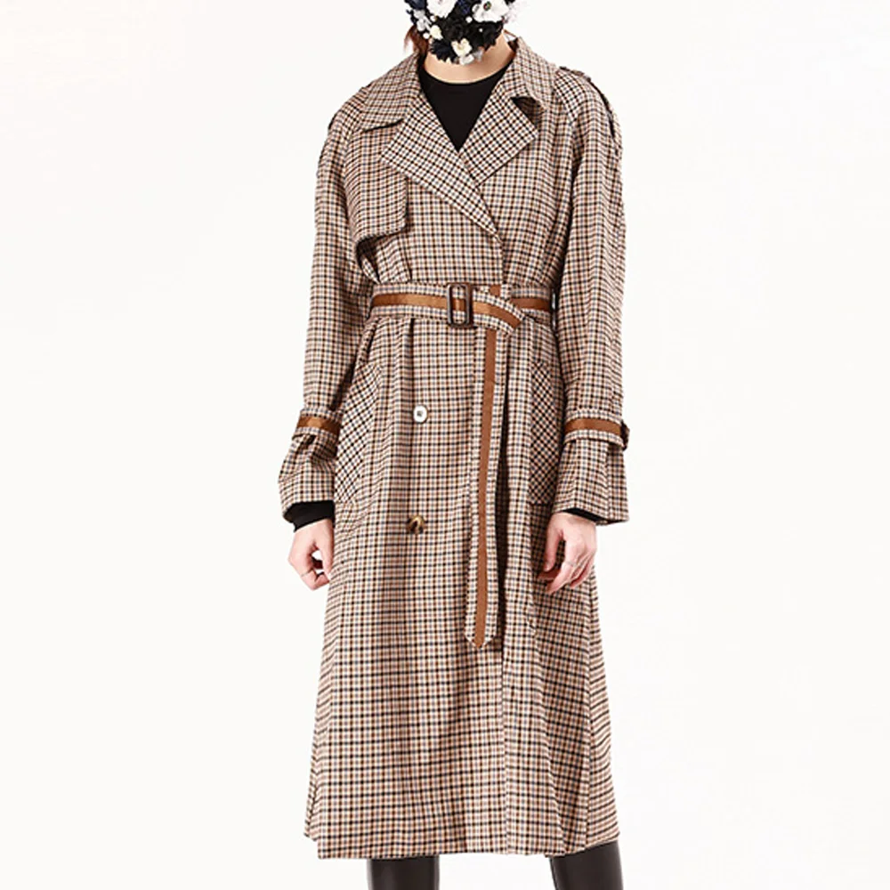 womens belted plaid coat