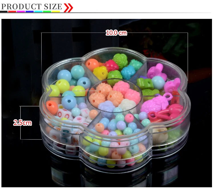  Children Handmade Educational Toys Colorful Acrylic Crafting Beads Kits New Small Plum Blossom Box Beads Sets