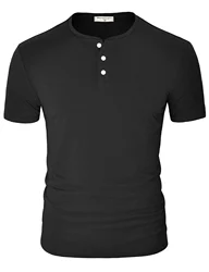 Factory Direct Sell Cheap Men Round Neck Henley T Shirt With Placket Buttons