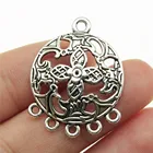 Earring 50pcs/bag 28x23mm Antique Silver Plated Zinc Alloy Round Porous Earring Connector Pendants ABD-C12448