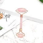 New Arravel Metal Pole Christmas Gift Jade 2 Roller Factory Supply Durable Natural Rose Quartz Jade Roller For Face Care