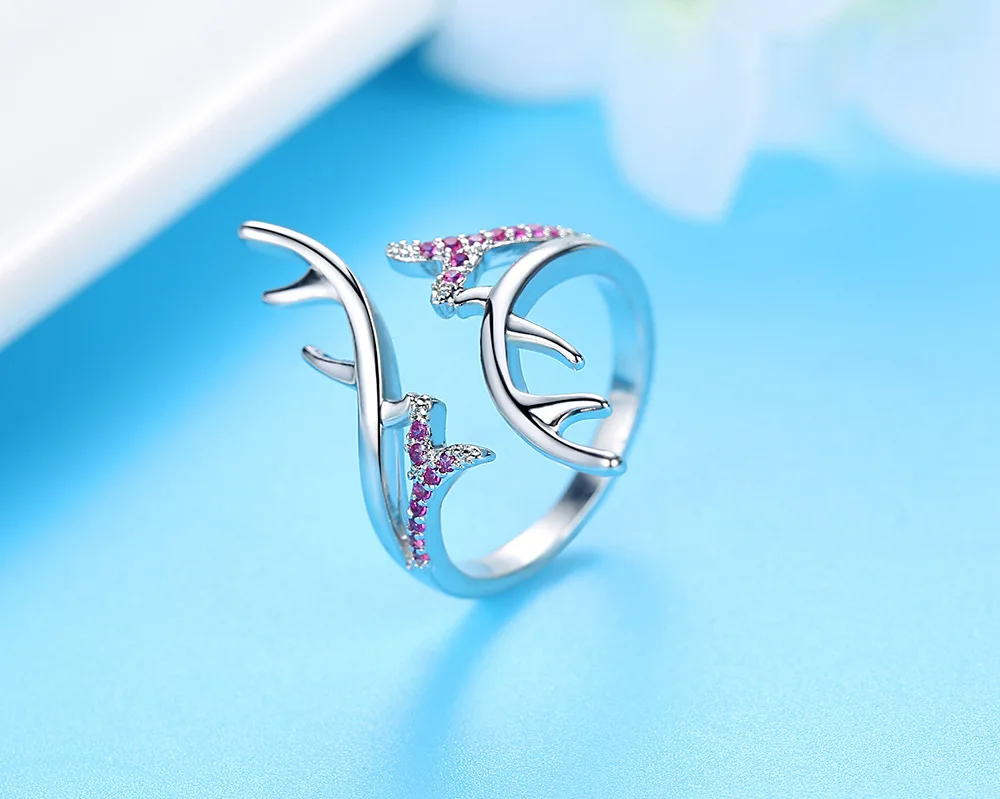 Hot selling minimalist jewelry antlers opening ring claw setting zircon couple ring can be adjusted