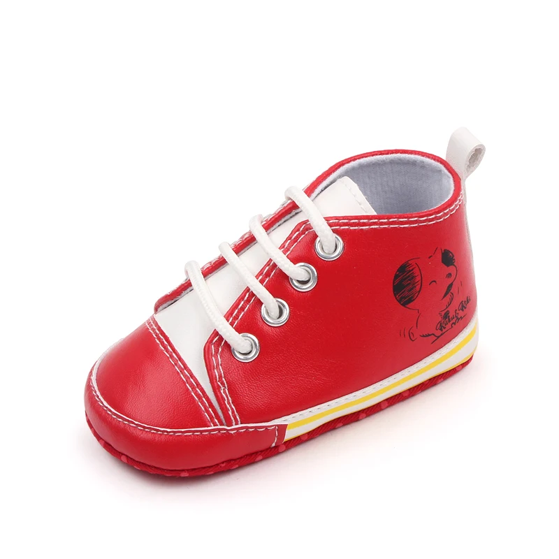 0-12 Months PU Leather Canvas Casual Baby Shoes Lace-up Toddler Shoes supplier
