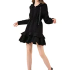 Fashion Zipper Hoodies Hot Selling Autumn/Winter Fashion Casual Zipper Flouncy Mesh Women Hoodies Dress