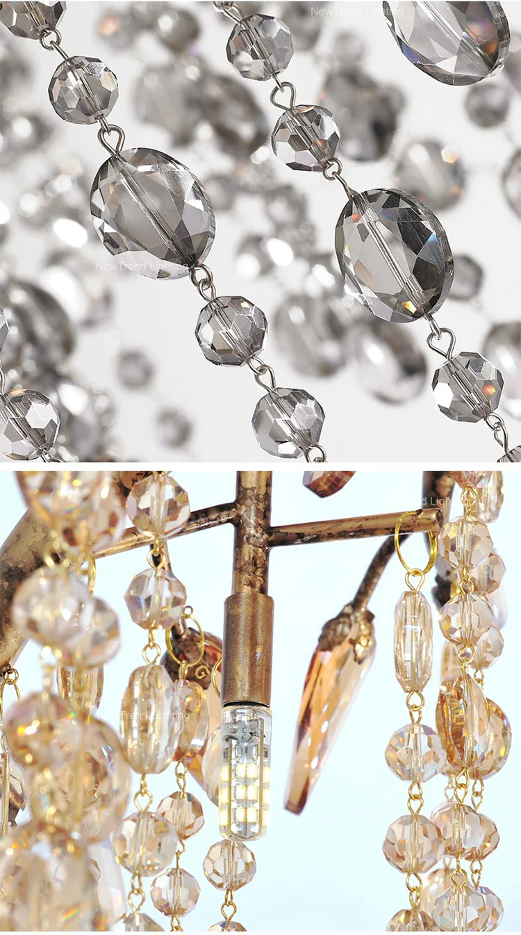 CPL-168 Modern Design Indoor Decoration Hotel Room Shop Villa Custom Crystal branch LED Chandelier Light supplier