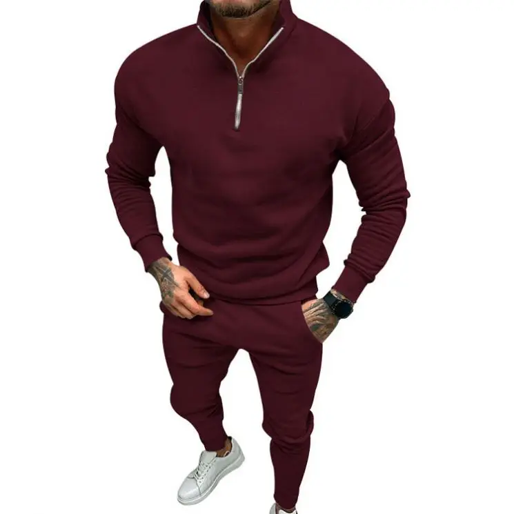 Custom Plain Casual Sports Slim Fit Men Fleece Half Zip Hoodie Pullover  Zipper Sweaters