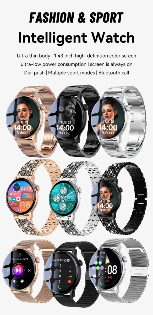 2023 New Voice Calling Smart Watches Women Always-on Display Custom Dial Stress Watch Men IP68 Waterproof Smartwatch Android IOS 0