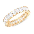 Wedding Ring Paved Eternity Crystal Rhinestone Cubic Zirconia Baguette Wedding Ring Women