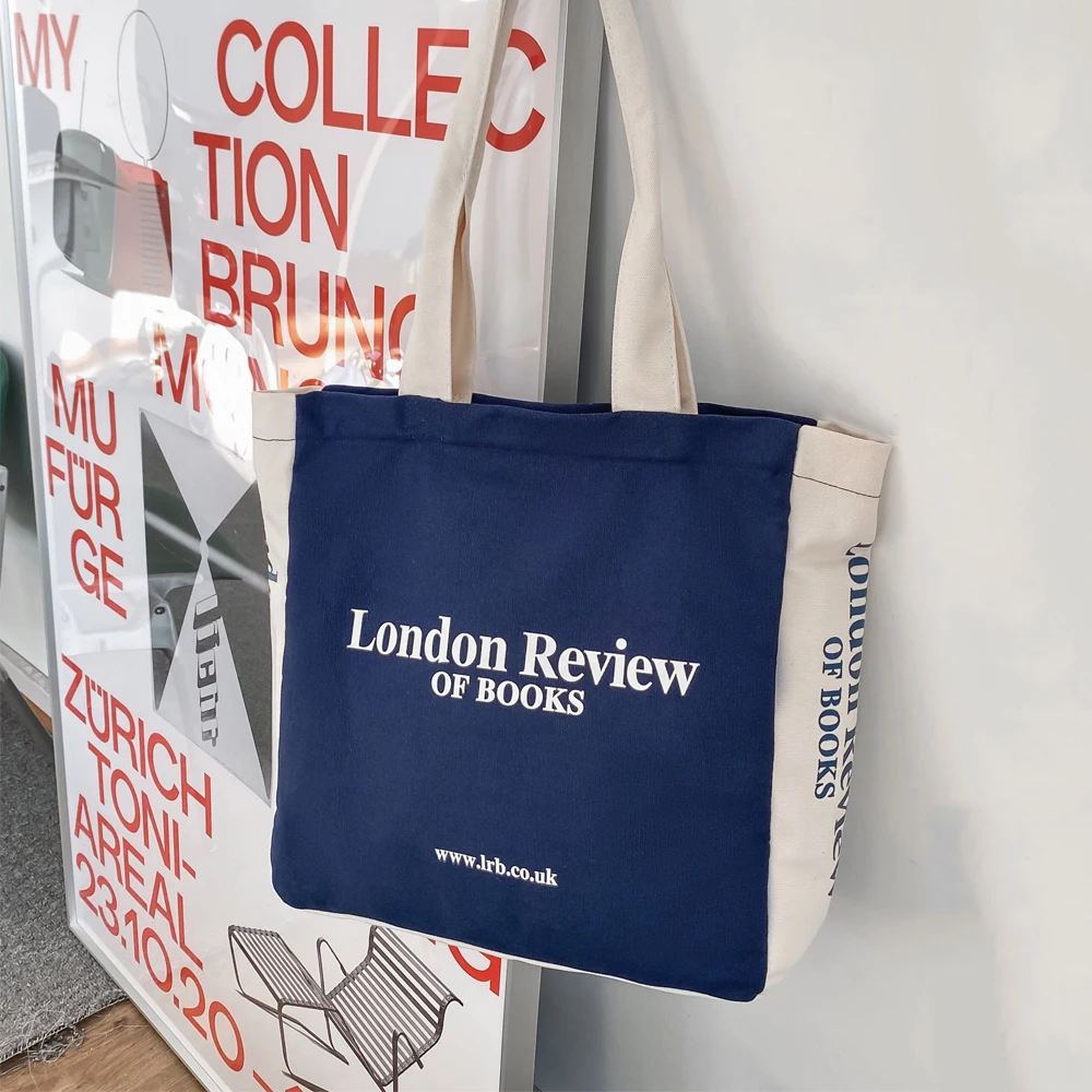 Eco-Friendly Custom 12 Oz Fabric Tote Bag with Colour Handle Recycled Canvas Digital Print for Grocery Shopping factory