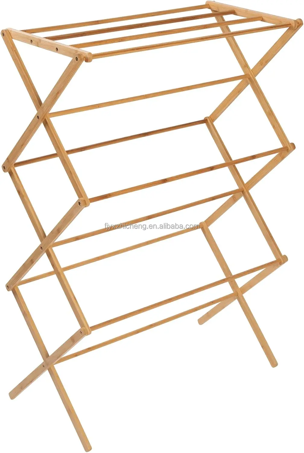 product bamboo drying rack sturdy foldable floor mount space saving portable clothes towels blankets-0