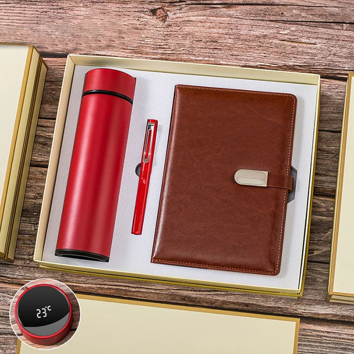 business a5 size corporate leather notebook gift set with pen